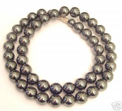Real Black HEMATITE simulated Pearl Necklace CHOKER