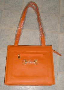 Fashion Orange PURSE Handbag BAG Simulated Leather