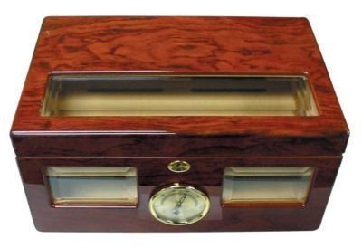 100 Cigars Mahogany Wood HUMIDOR 14.75 x 9.75 x 7"