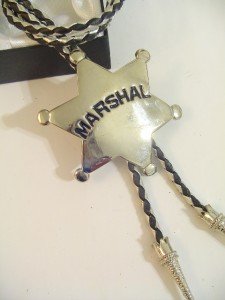 MARSHAL Metal STAR BOLO TIE Cowboy WESTERN NECKLACE
