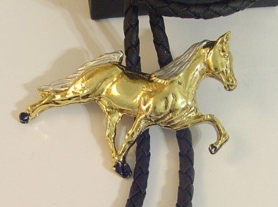 GOLD Tone Horse BOLO TIE COWBOY WESTERN NECKLACE
