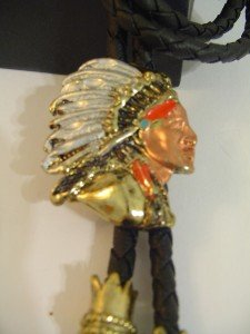 Colored Indian Head BOLO TIE COWBOY WESTERN NECKLACE