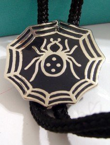 BLACK ENAMEL SPIDER BOLO TIE Cowboy NECKLACE