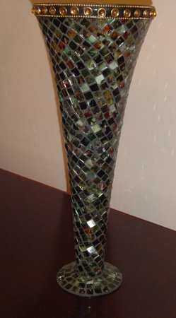 19.5" MOSAIC GLASS URN VASE PEDESTAL FREE SHIPPING