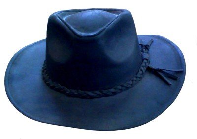 UNISEX 100% Genuine Leather BLACK Cowboy HAT FREE SHIP