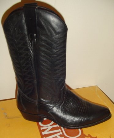 Unisex Black LEATHER COWBOY WESTERN SANCHO BOOTS New 40