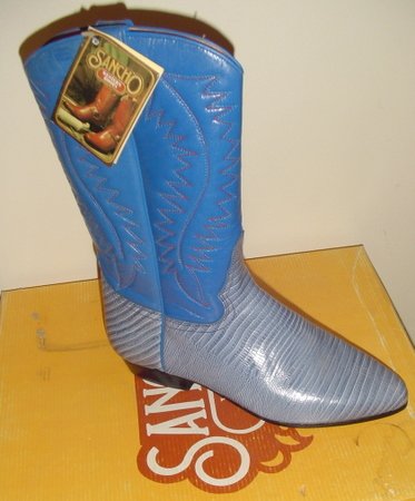 WOMEN BLUE LEATHER COWBOY WESTERN SANCHO BOOTS NEW 38