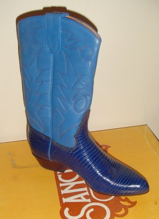 WOMEN BLUE LEATHER COWBOY WESTERN SANCHO BOOTS 38 NEW