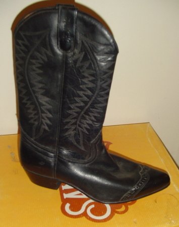 Unisex BLACK LEATHER COWBOY WESTERN SANCHO BOOTS New 42