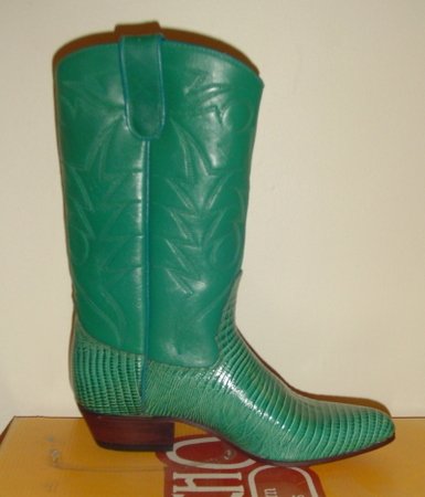 WOMEN GREEN LEATHER COWBOY WESTERN SANCHO BOOTS 37 New