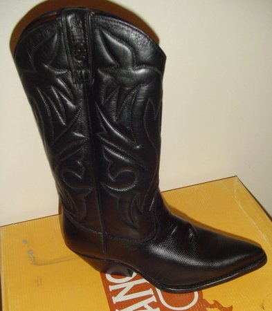 WOMEN BLACK LEATHER COWBOY WESTERN SANCHO BOOTS 36 NEW