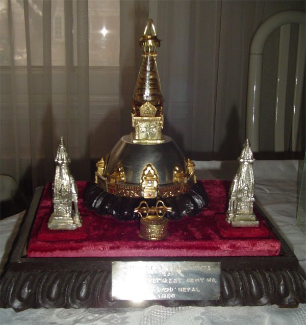 TIBET NEPAL1980 HAND MADE SILVER PLATE TEMPLE 3D -