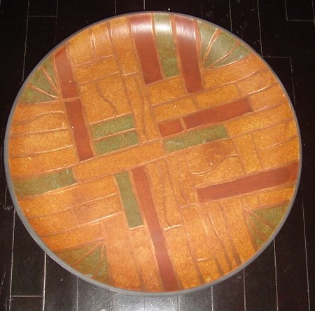 Huge 20.5 Inch Decorative Orange Mexican Ceramic PLATE