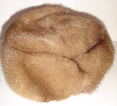 REAL Beige Tan FUR HAT Beret Hand Made Canada