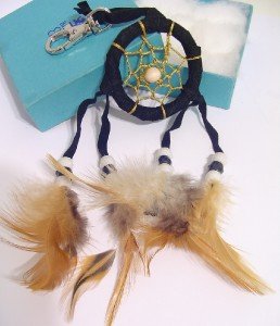 Black DREAM CATCHER KEY RING Key Chain Beads & FEATHERS