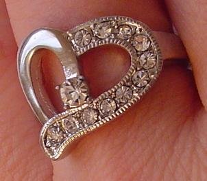 Austrian Crystal Rhinestones Heart Silver Tone RING