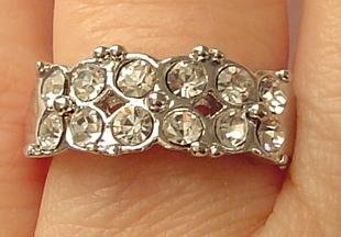Austrian Crystal Silver Tone Wedding Band RING