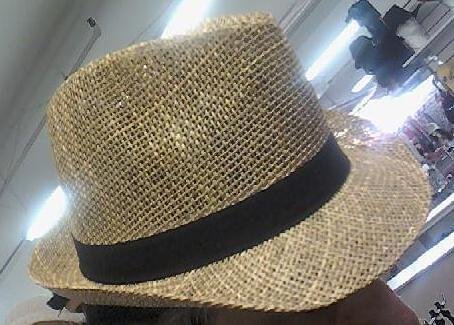 Beige Black Fedora Unisex Straw One Size Hat