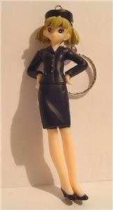 BLACK FLIGHT ATTENDANT DOLL Keychain RING Key Chain