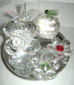 Wonderful Pedestal Austrian Crystal Grape Flower Apple Clear Red Green 4.5"