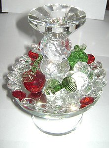 Wonderful Candle Holder Austrian Crystal Grape Flower Apple Clear Red Green 7"