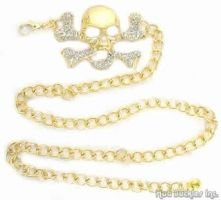 Gold Rhinstone Skull Chain