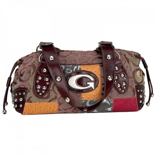 Brown Jacquard Patchwork Purse