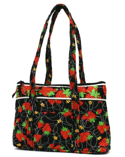 STRAWBERRY QUILTED HANDBAG (14.5"X9.5")