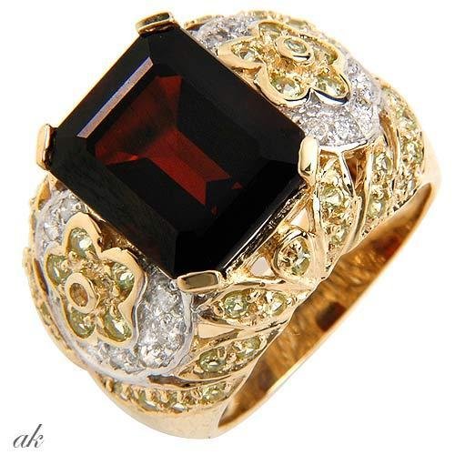 Massive ring*GARNET*DIAMONDS*PERIDOTS