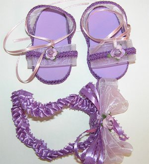Baby Girl Sandals -LAVENDER with headband