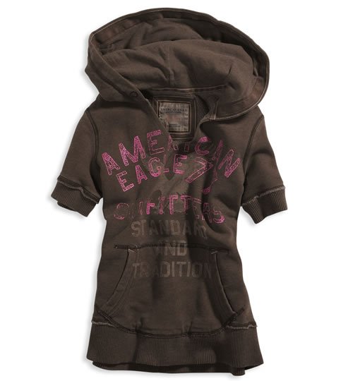 AMERICAN EAGLE womens AE pop over hoodie - brown / Medium M