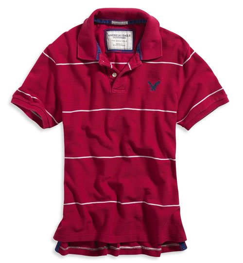 AMERICAN EAGLE men's AE pique eagle polo - magenta / XXL
