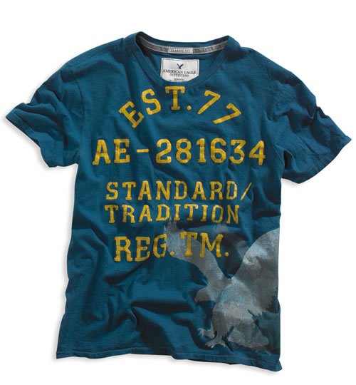 AMERICAN EAGLE men's AE eagle graphic tee - dark turquoise / XXL