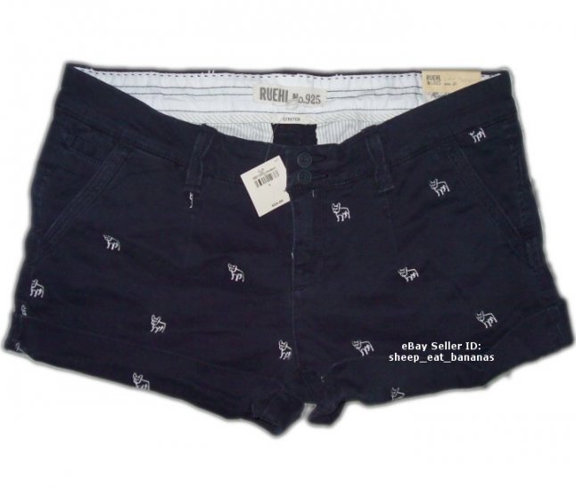 RUEHL/Abercrombie women twill logo shorts - navy blue / 8