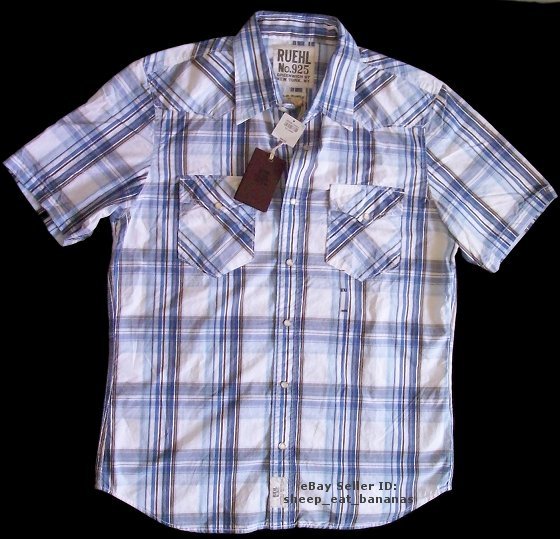 RUEHL/Abercrombie mens button dress woven western plaid shirt - XXL