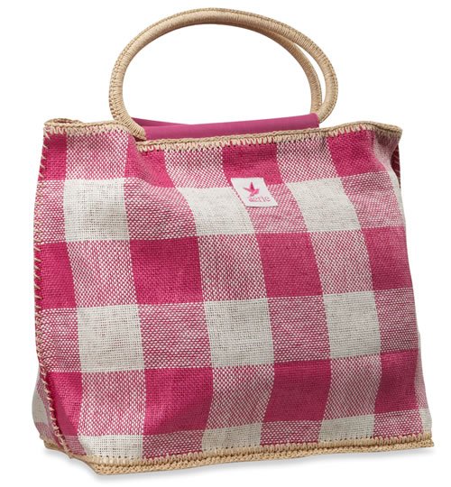 AERIE by American Eagle gingham plaid tote bag - pink
