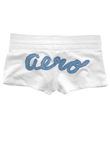 AEROPOSTALE womens Aero Applique fleece Short - White / Small S