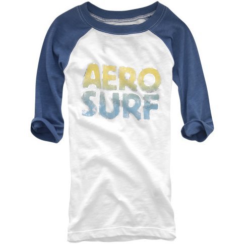 AEROPOSTALE womens Aero Surf Baseball Tee T-Shirt Top - Blue / Extra Small XS