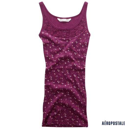 AEROPOSTALE women's Floral Printed Bib knit Tank top - Pink / Extra Large XL
