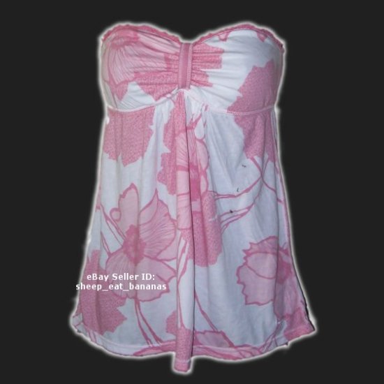 ABERCROMBIE & FITCH womens "Heidi" knit strapless babydoll tube top shirt - Pink / Large L