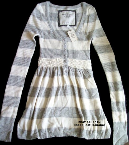 ABERCROMBIE & FITCH womens "Joanna" angora cable knit babydoll sweater jumper - Gray / Medium M