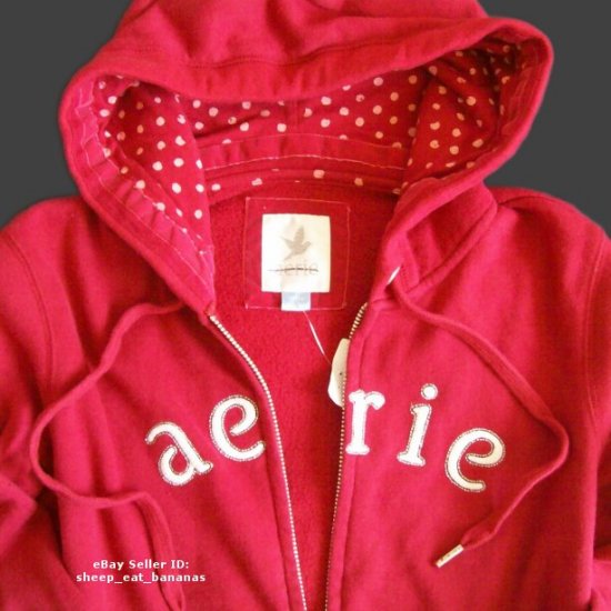 Aerie by American Eagle full-zip fleece hoodie sweater - Red / Small S