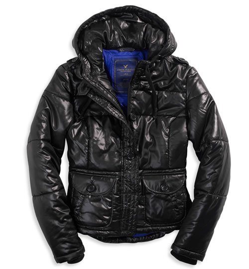 AMERICAN EAGLE AE quilted bomber jacket coat - Black / Medium M