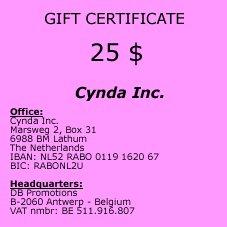 Gift Certificate of 25 $