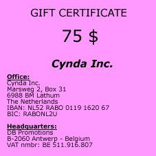 Gift Certificate of 75 $
