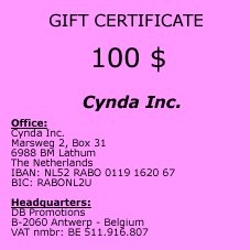 Gift Certificate of 100 $