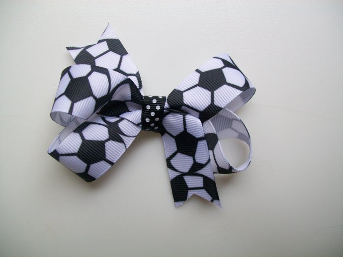 Soccer Print Hair Bow - Medium 3 "