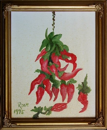 SOUTHWESTERN Red Chile GOLD FRAME Original Oil Painting