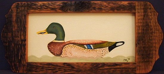 DUCK Original Oil FOLK ART STYLE Custom Wood Frame