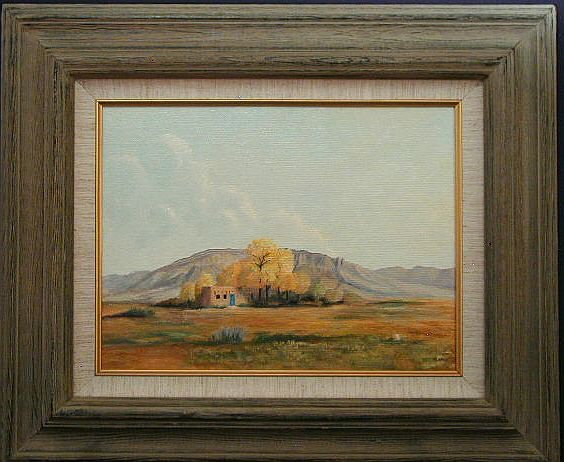 NEW MEXICO LANDSCAPE Southwestern Autumn ADOBE CASA Sandia Mountains
